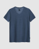 Men's Night Blue Cotton Melange T-Shirt, Velvet Logo, Poppy Fusilier Print in Flock & Rubber Print