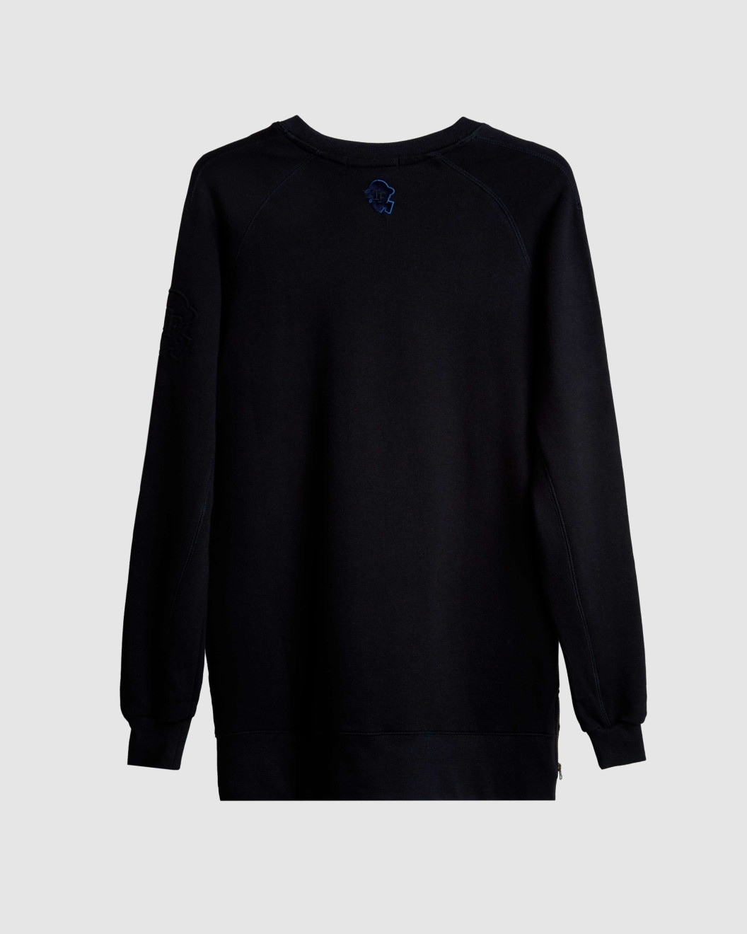 Men's Black Loop-Back Cotton Sweatshirt, with Casual Society Embossed Micro-Leather and Velvet Embroidery