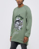 Men's Olive Loop-Back Sweatshirt, with Casual Society Velvet Applique and Embossed Embroidery