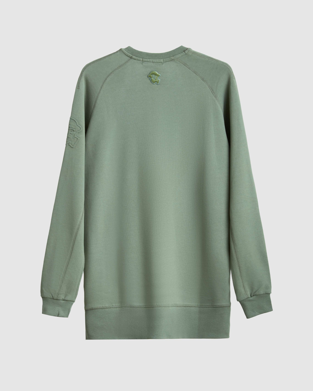 Men's Olive Loop-Back Sweatshirt, with Casual Society Velvet Applique and Embossed Embroidery