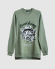 Men's Olive Loop-Back Sweatshirt, with Casual Society Velvet Applique and Embossed Embroidery