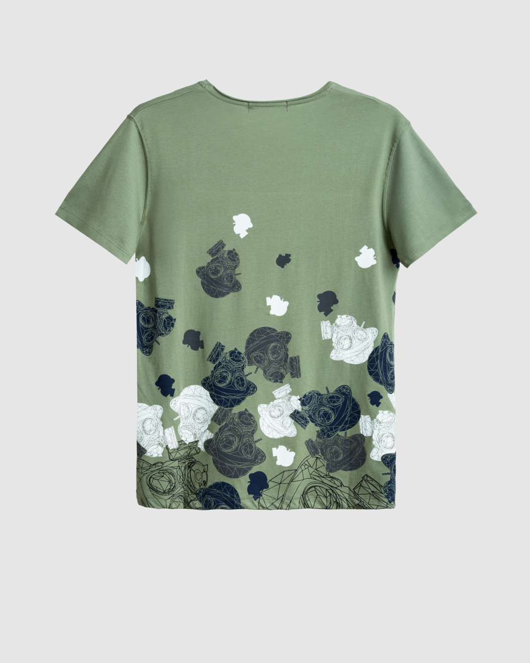 Men's Olive Green V-Neck Cotton T-Shirt, Velvet Fusilier Logo & Fusilier Camoflage Print