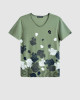 Men's Olive Green V-Neck Cotton T-Shirt, Velvet Fusilier Logo & Fusilier Camoflage Print