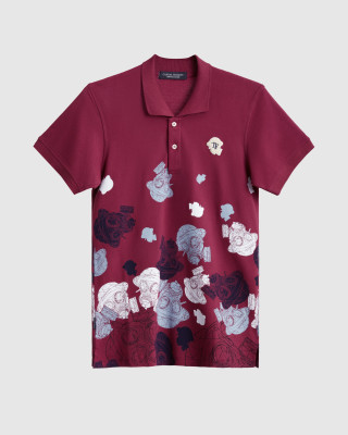 Men's Bordeux Pique Polo, with Camoflague Print and Casual Society Velvet Logo