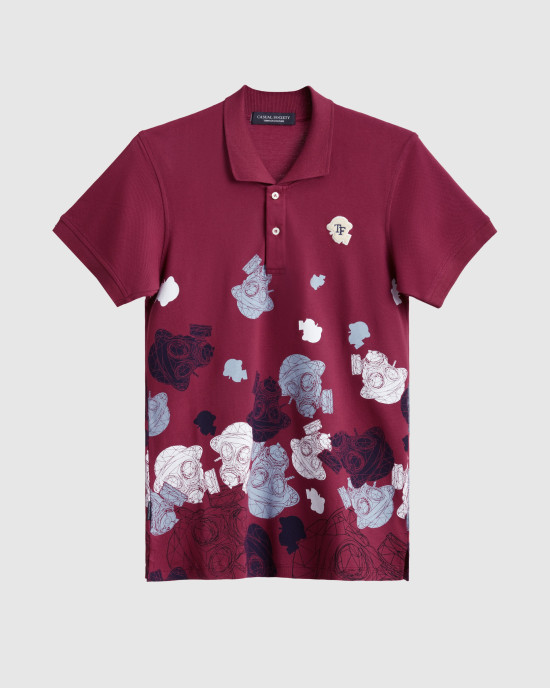 Men's Bordeux Pique Polo, with Camoflague Print and Casual Society Velvet Logo