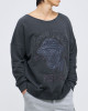 Men's Grey Loop Back Sweatshirt, with Casual Society Micro-Leather Applique Embroidery 