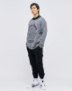 Men's Grey Melange Loop Back Sweatshirt, with Casual Society Micro-Leather Applique Embossed Embroidery