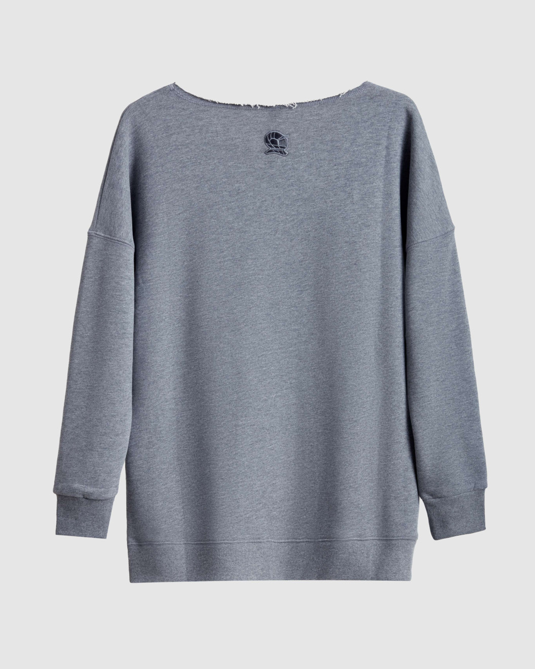 Men's Grey Melange Loop Back Sweatshirt, with Casual Society Micro-Leather Applique Embossed Embroidery