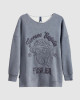 Men's Grey Melange Loop Back Sweatshirt, with Casual Society Micro-Leather Applique Embossed Embroidery