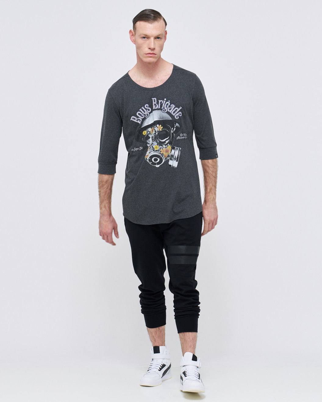 Men's Grey Crop sleeve Jersey T-Shirt, Gym-Fit, Low Neck, Laminate & Velvet Logo 