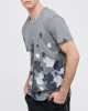 Men's Grey Crew Neck T-Shirt,  Melange Jersey & Fusilier Camoflage & Casual Society Velvet Logo